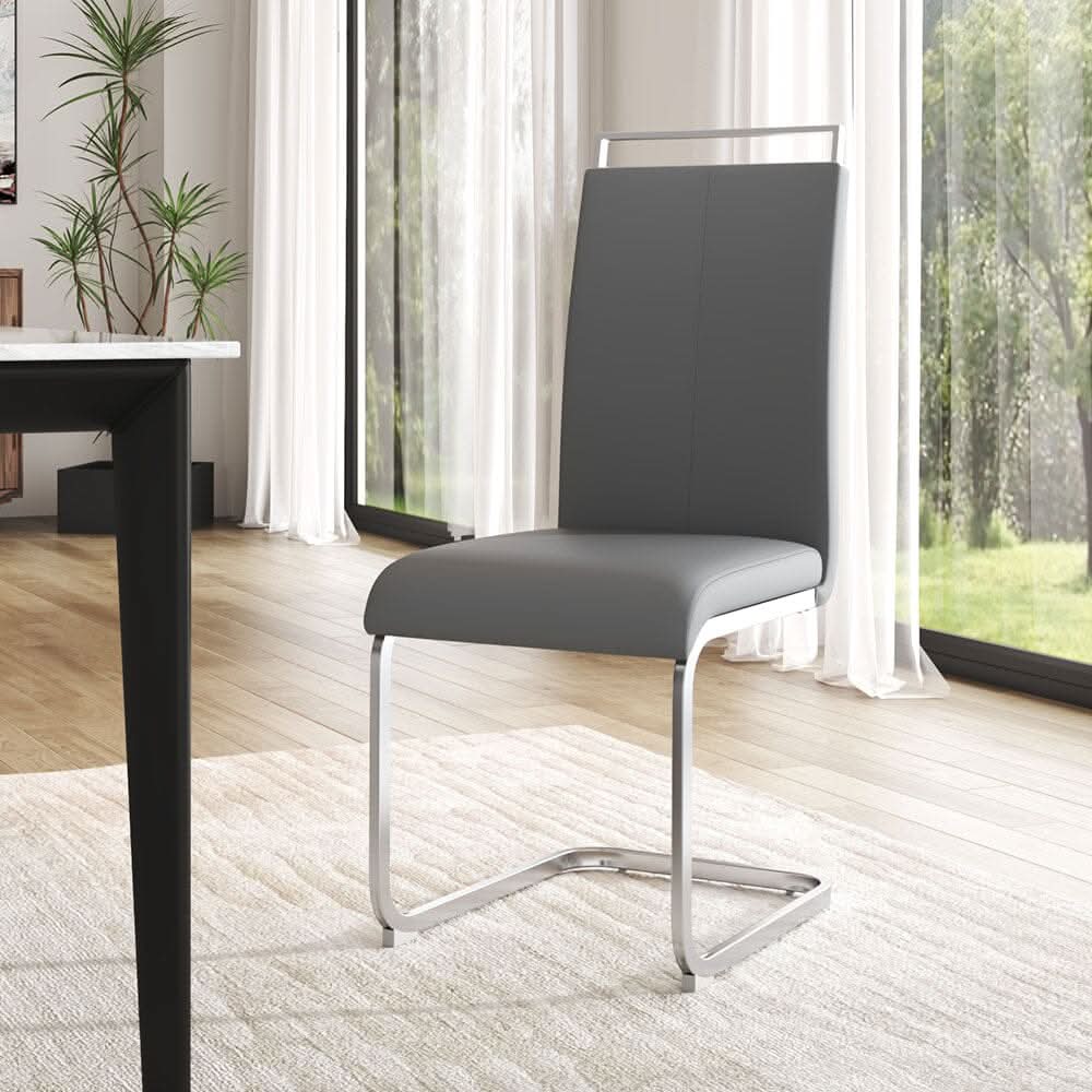 PU Upholstered Dining Chair Chrome Cantilever Frame