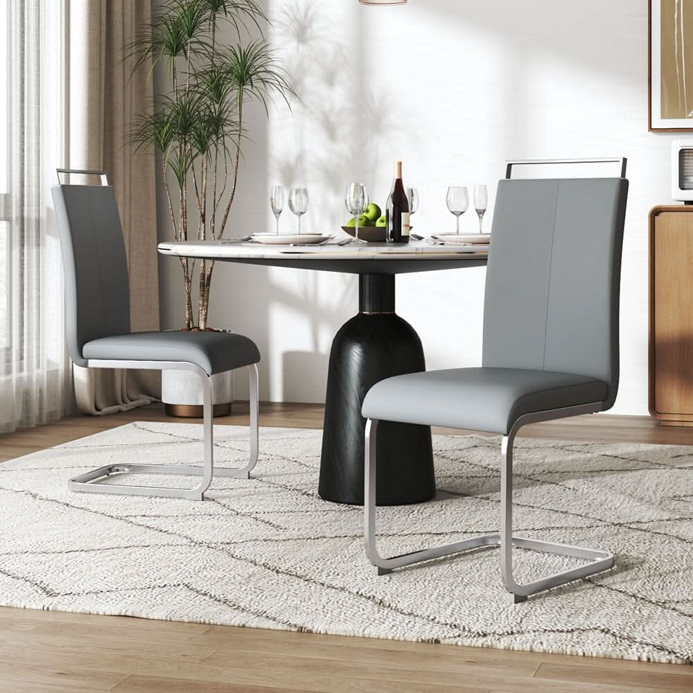 PU Upholstered Dining Chair Chrome Cantilever Frame