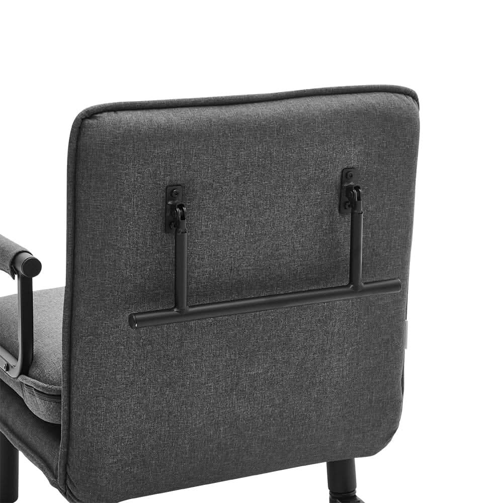 Grey/Khaki Upholstered Single Sleeper Chair Convertible Sofa Bed with Metal Legs