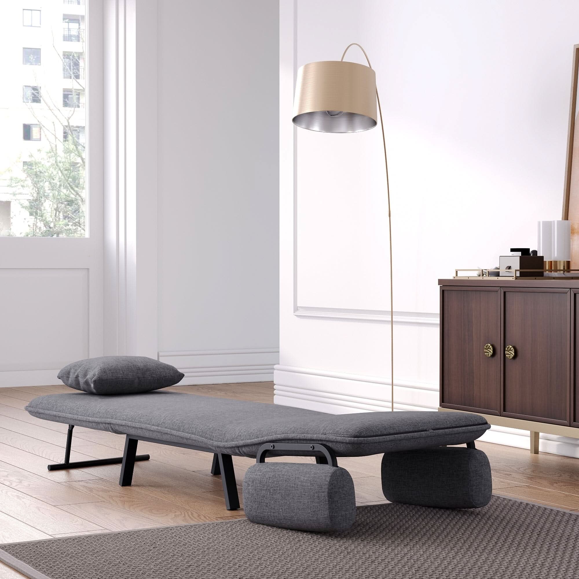 Single Foldable Sofa Bed with Multi-Position Adjustment
