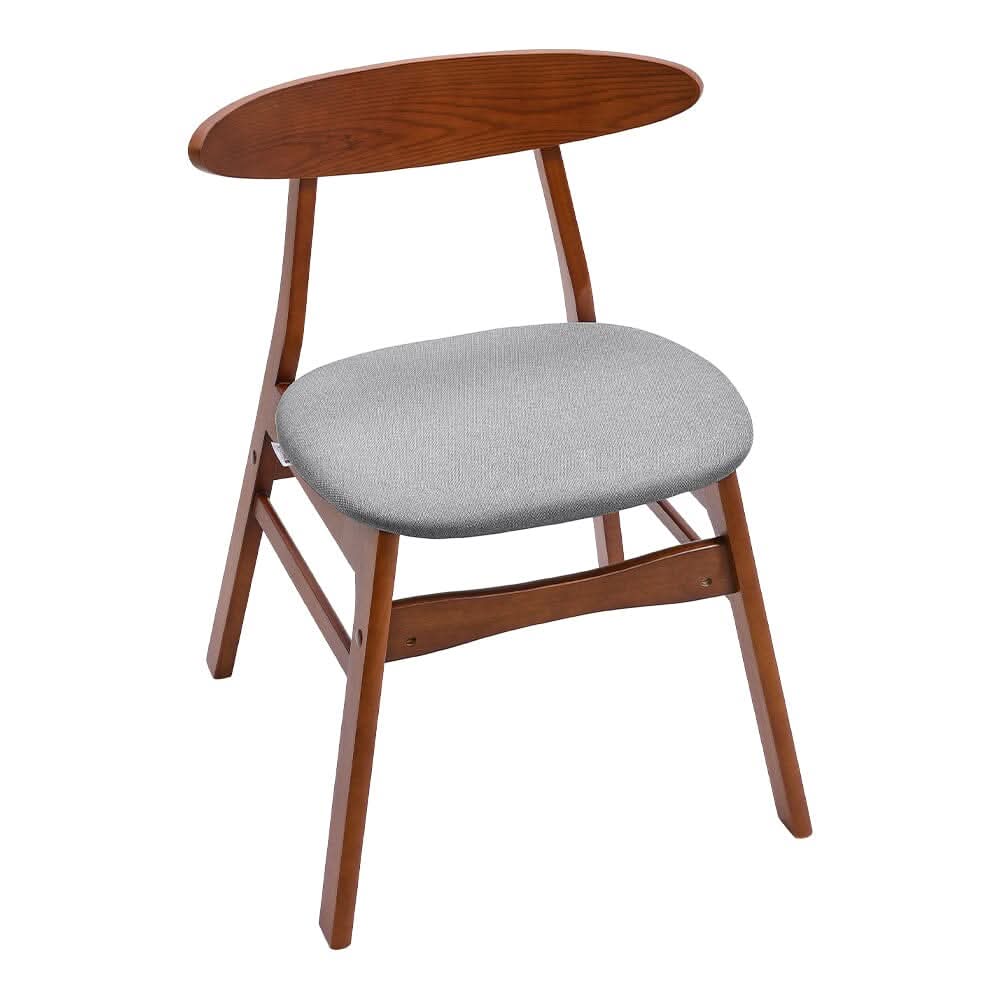 Linen Upholstered Wooden Dining Chair with Curved Backrest