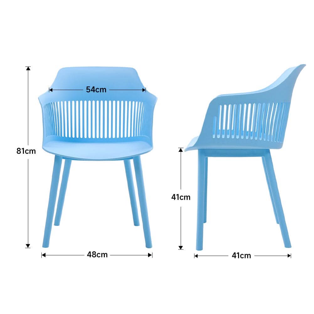 Vibrant Blue Plastic Chair, Set of Four, Durable and Lightweight