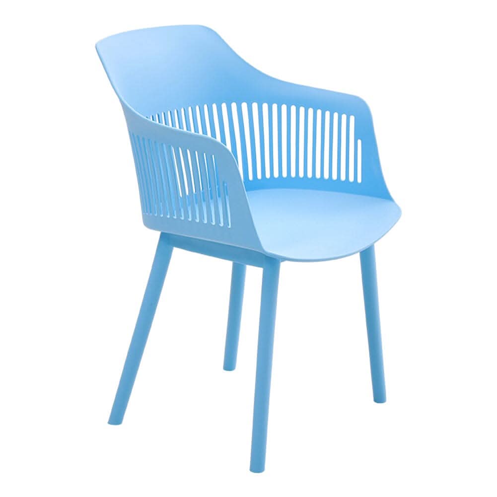 Vibrant Blue Plastic Chair, Set of Four, Durable and Lightweight