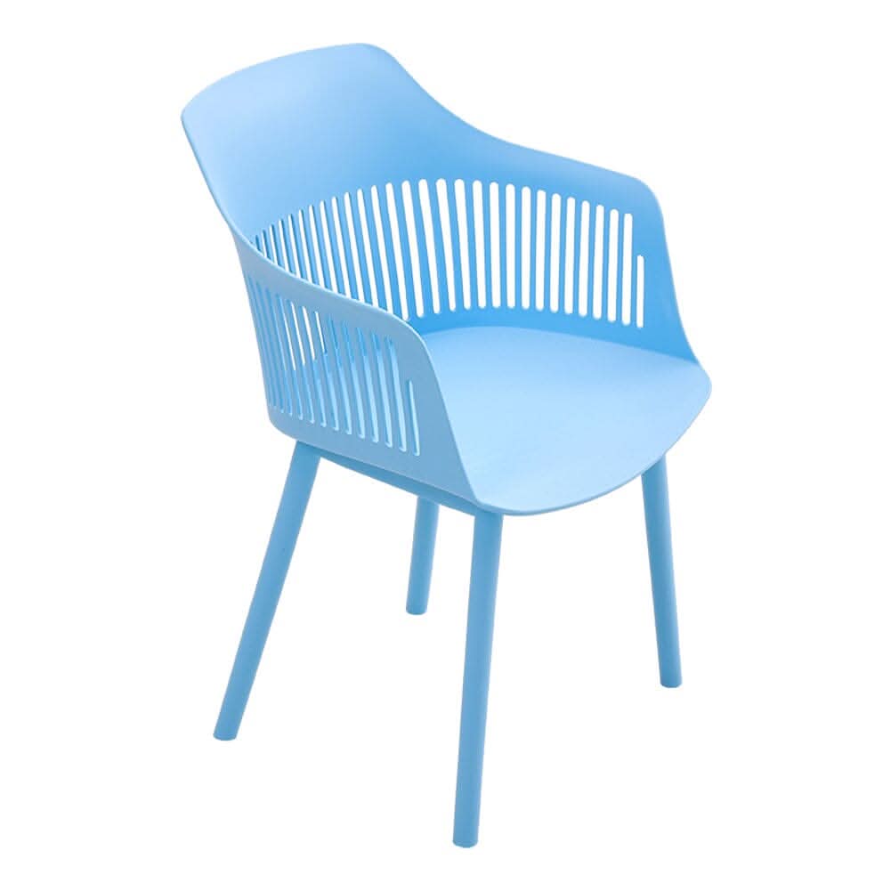 Vibrant Blue Plastic Chair, Set of Four, Durable and Lightweight