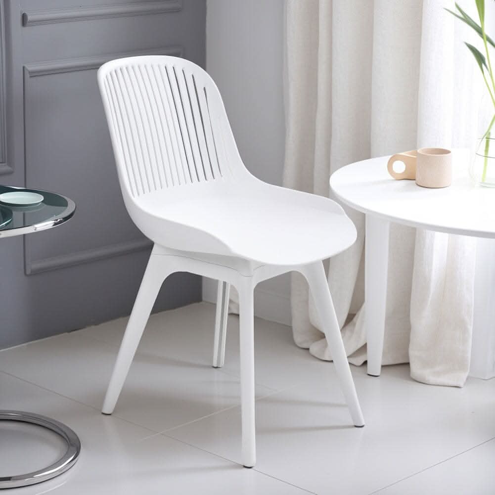 Classic White Plastic Chair, Set of Four, Durable and Lightweight