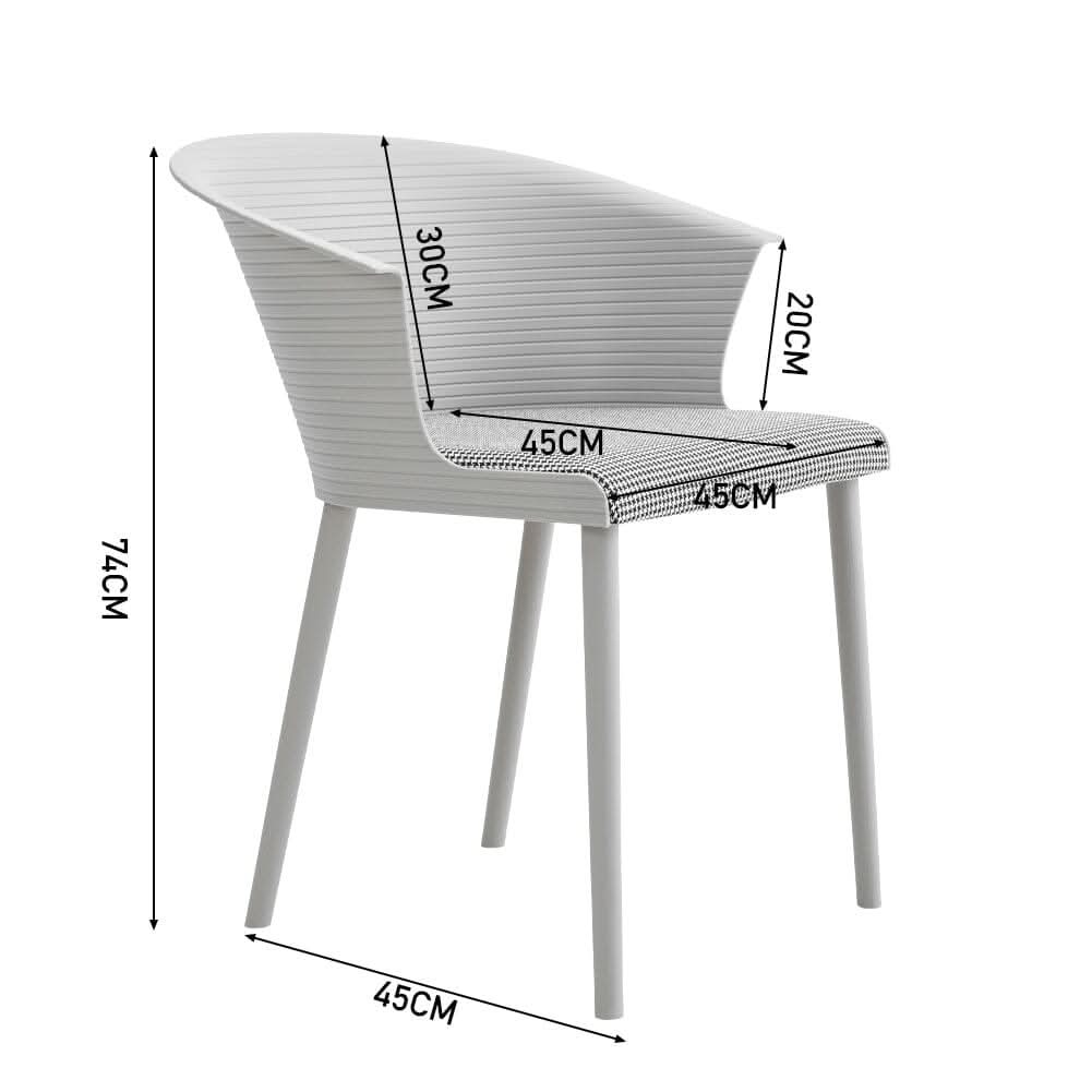 Modern Gray Plastic Chairs, Set of Four, Durable and Lightweight
