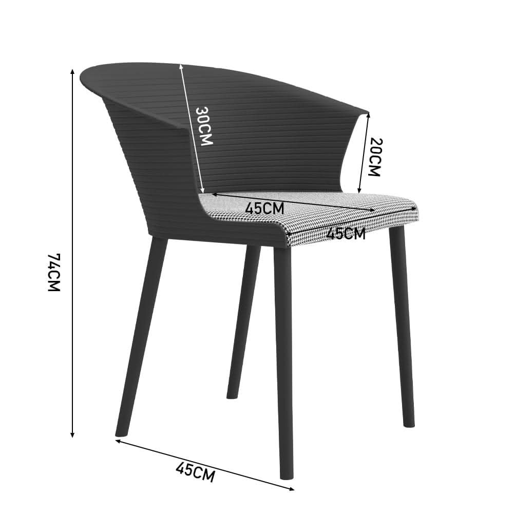 Modern Gray Plastic Chairs, Set of Four, Durable and Lightweight