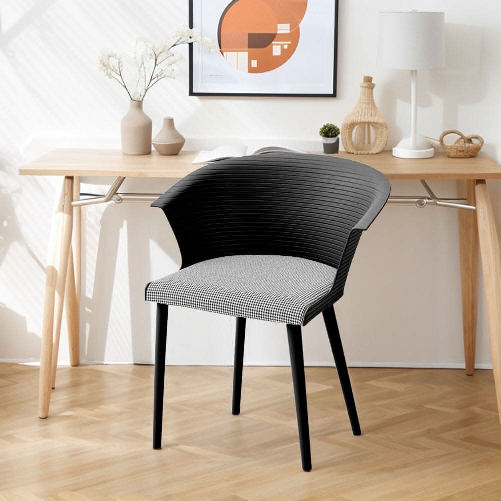 Modern Gray Plastic Chairs, Set of Four, Durable and Lightweight