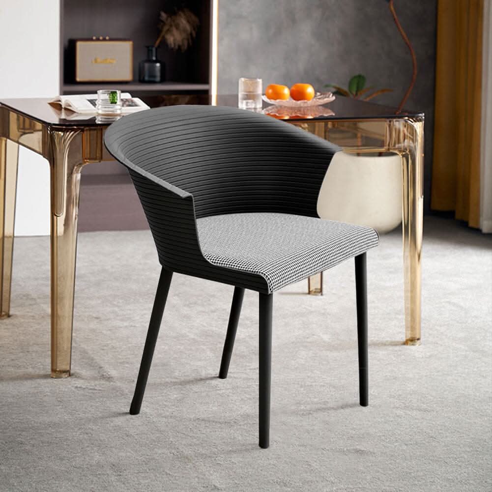 Modern Gray Plastic Chairs, Set of Four, Durable and Lightweight