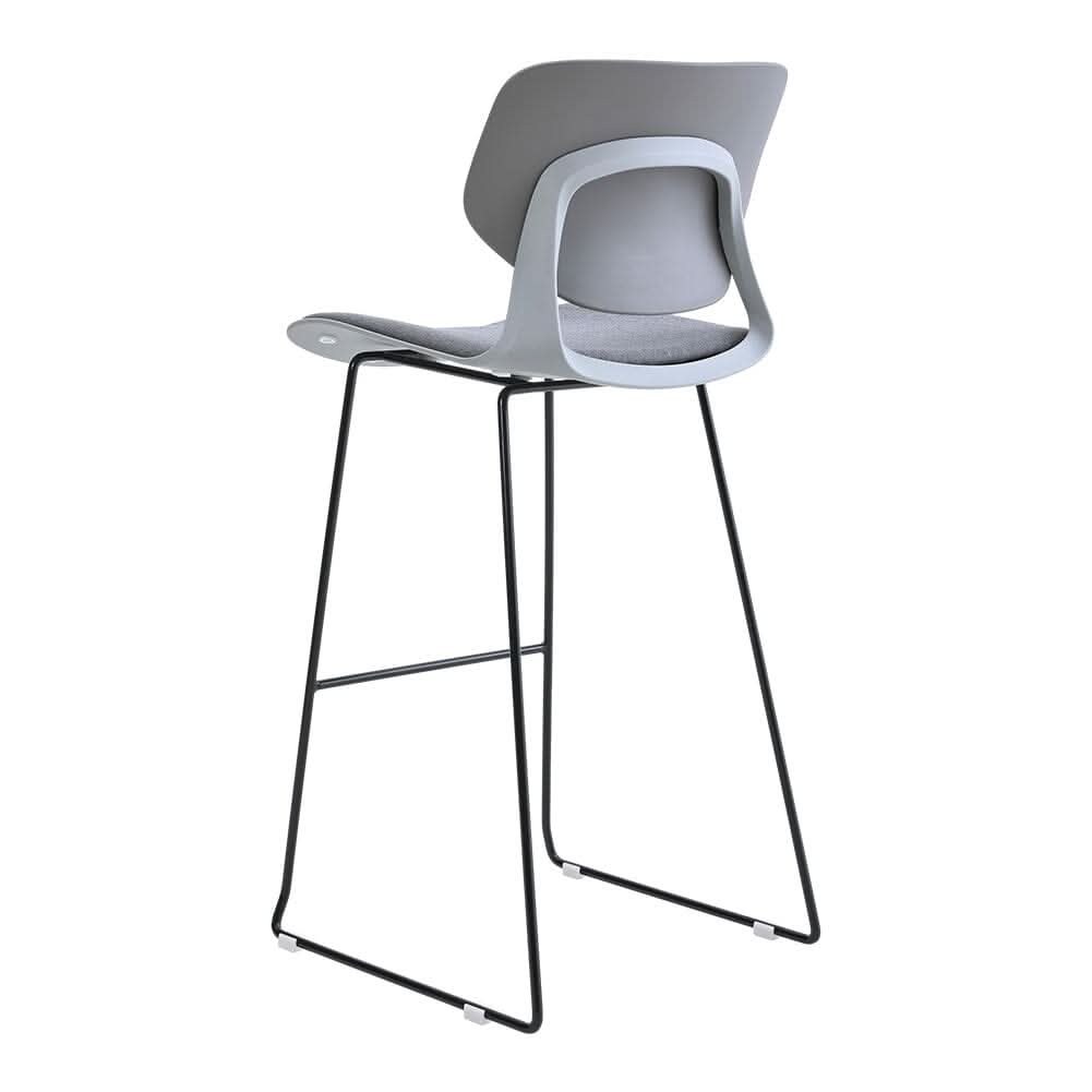 Modern Gray Plastic Bar Stools with Black Painted Legs, Set of Two