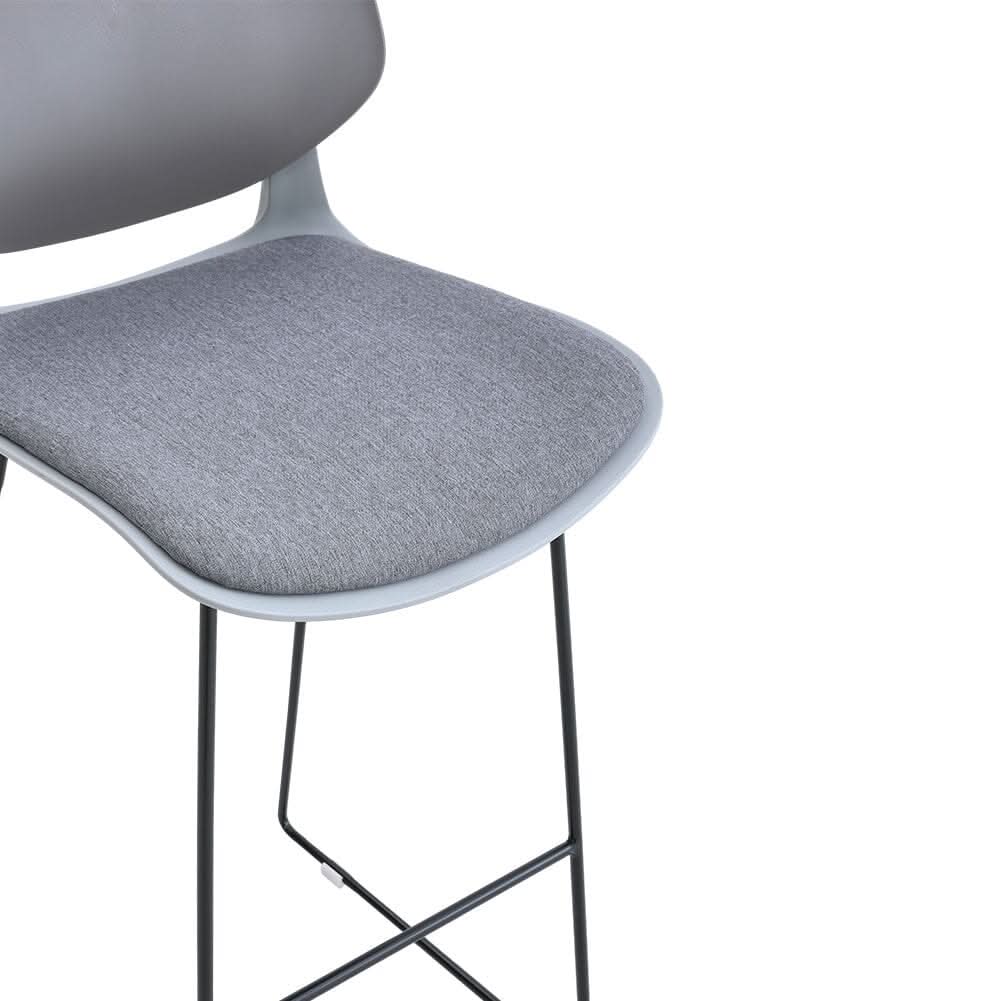 Modern Gray Plastic Bar Stools with Black Painted Legs, Set of Two