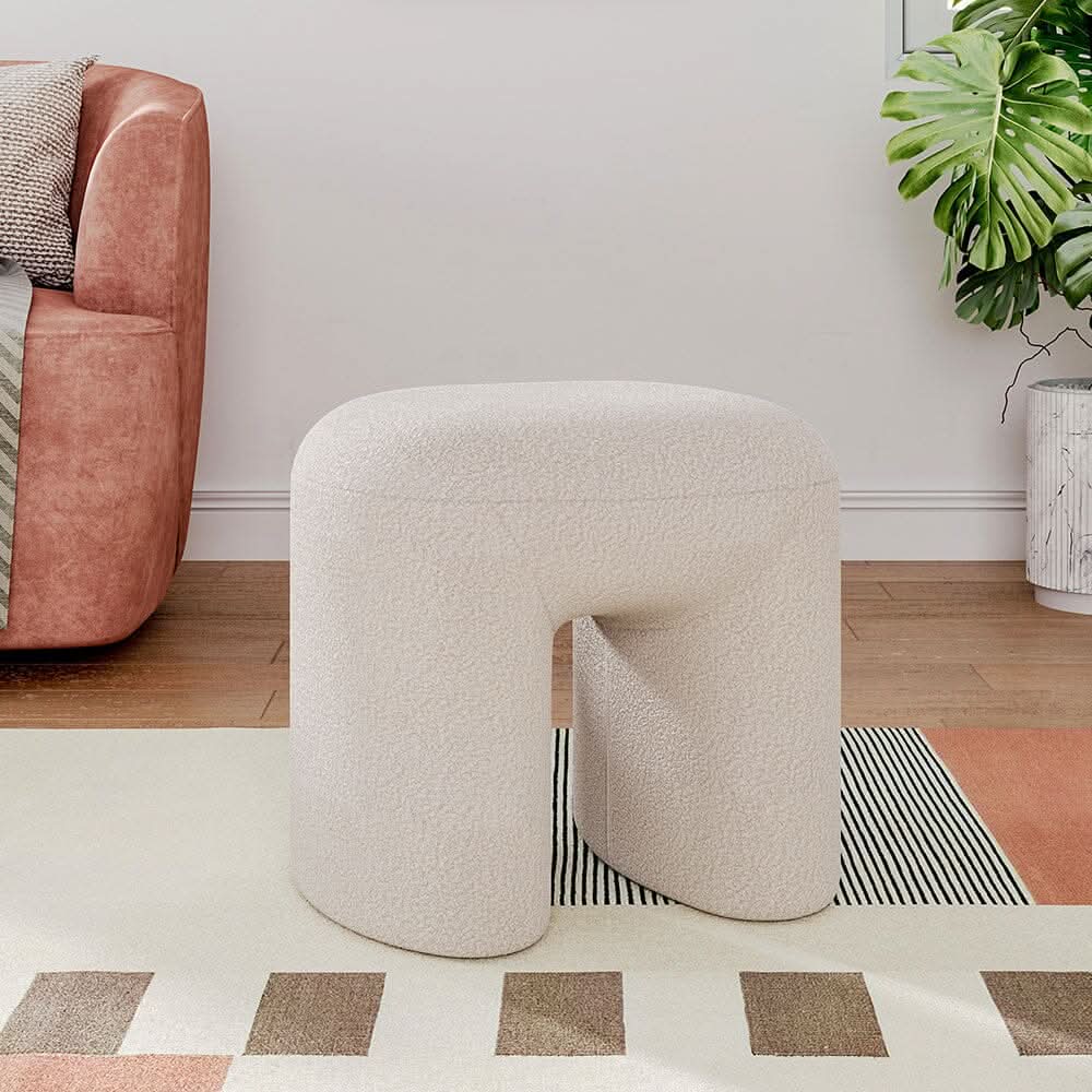 Modern Curved Teddy Fabric Stool Collection