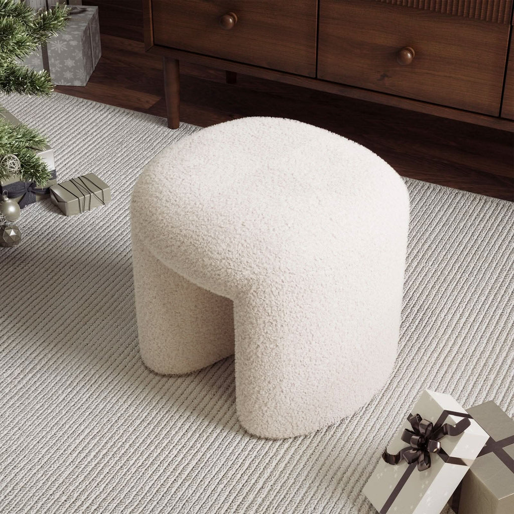 Modern Curved Teddy Fabric Stool Collection