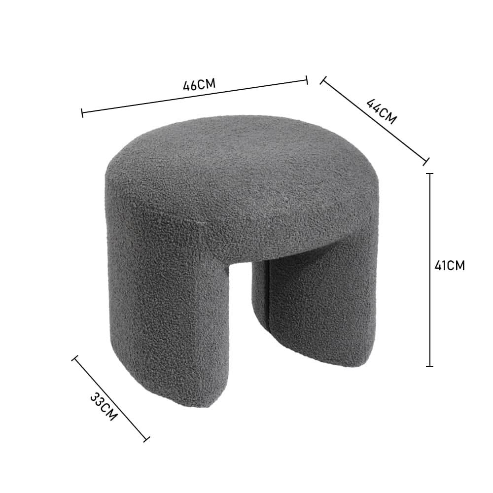 Modern Curved Teddy Fabric Stool Collection