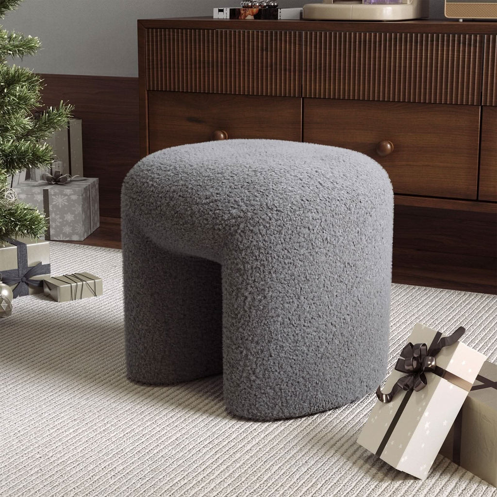 Modern Curved Teddy Fabric Stool Collection