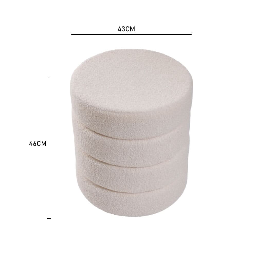 Round Stacked Teddy Fabric Stool