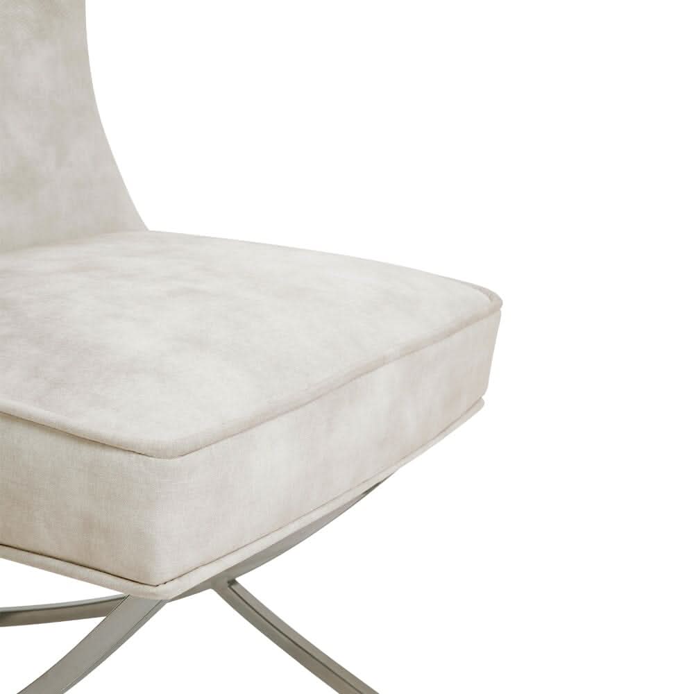 Set of 2 Beige High Back Dining Chairs with velvet Upholstered