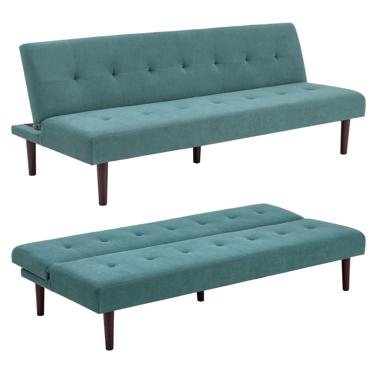 4ft Sofa Bed Contemporary Convertible Upholstered Green/ Grey