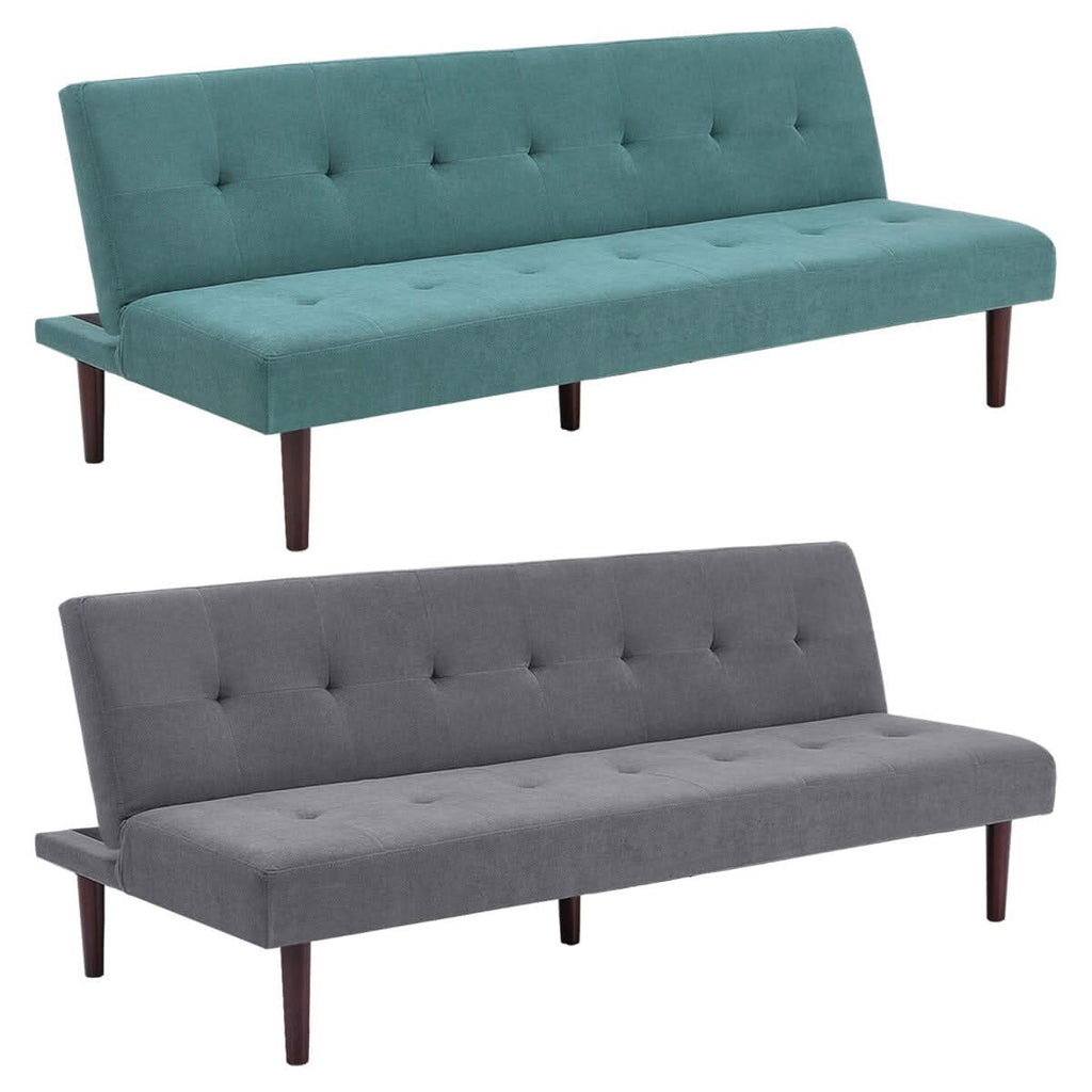 4ft Sofa Bed Contemporary Convertible Upholstered Green/ Grey