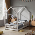 167cm W House Bed Frame Wood Toddler Bed with Safety Guard Fence