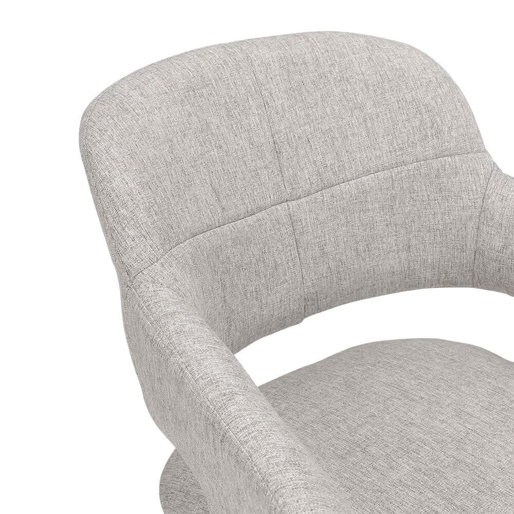Set of 2 Grey Linen Dining Chair with Metal Legs