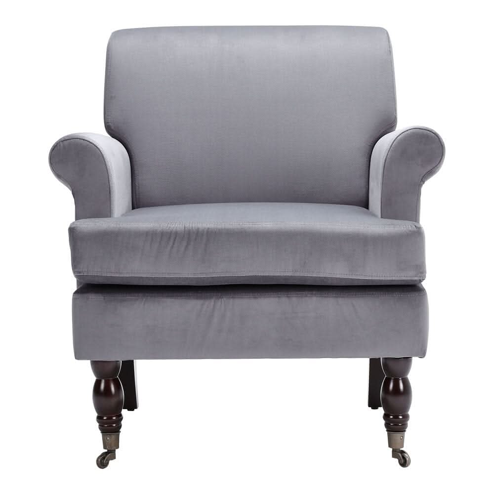 Contemporary Velvet upholstered Armchair with Casters