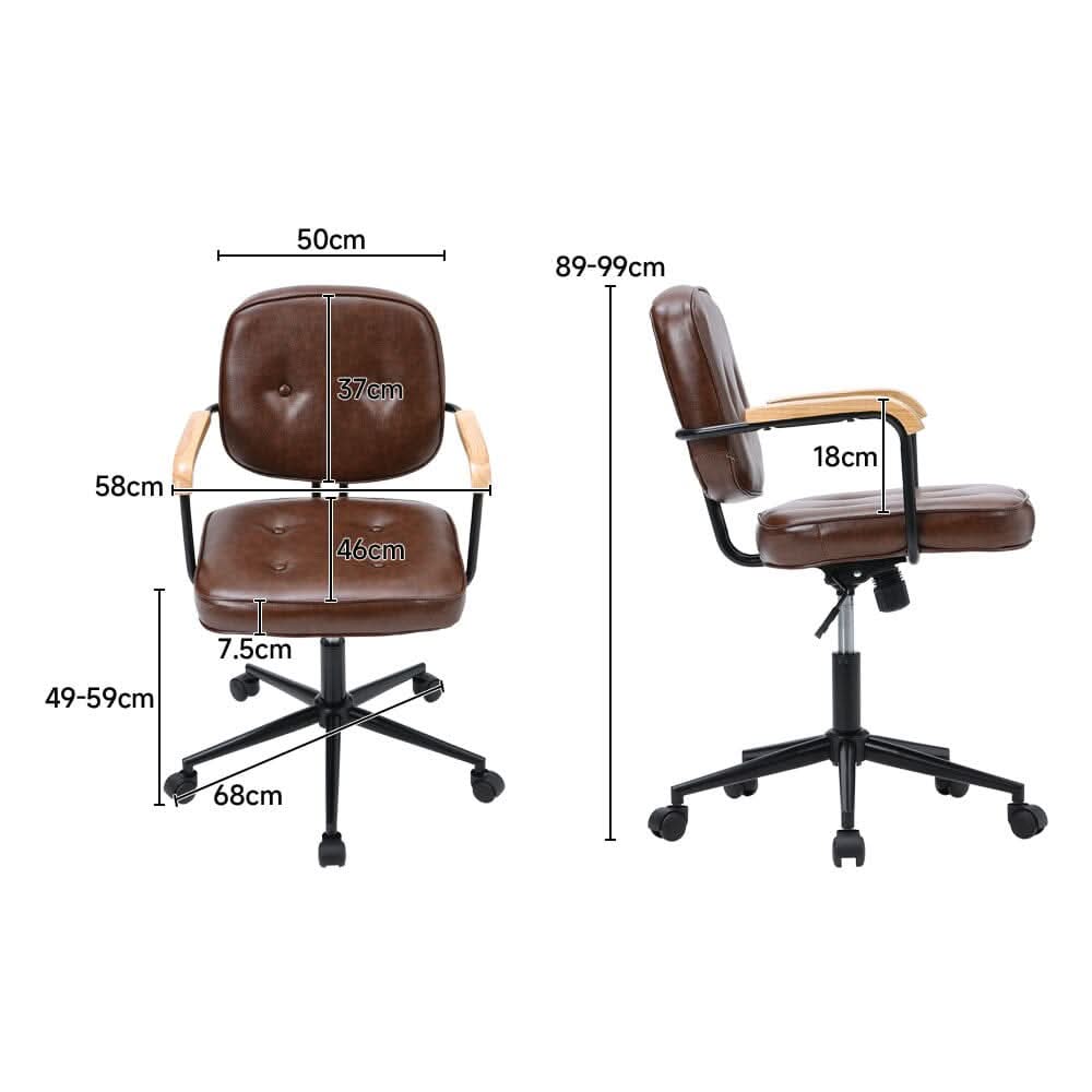 Traditional Brown Office Chair with Button Tufting
