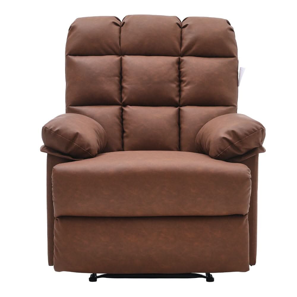 Power Recliner Sofa Brown PU Leather Wooden Frame
