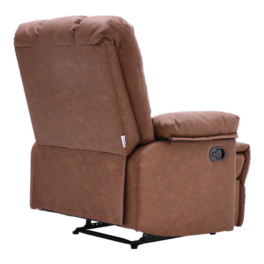 Power Recliner Sofa Brown PU Leather Wooden Frame