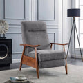 Mid-Century Modern Reclining Armchair – Grey Faux Cashmere