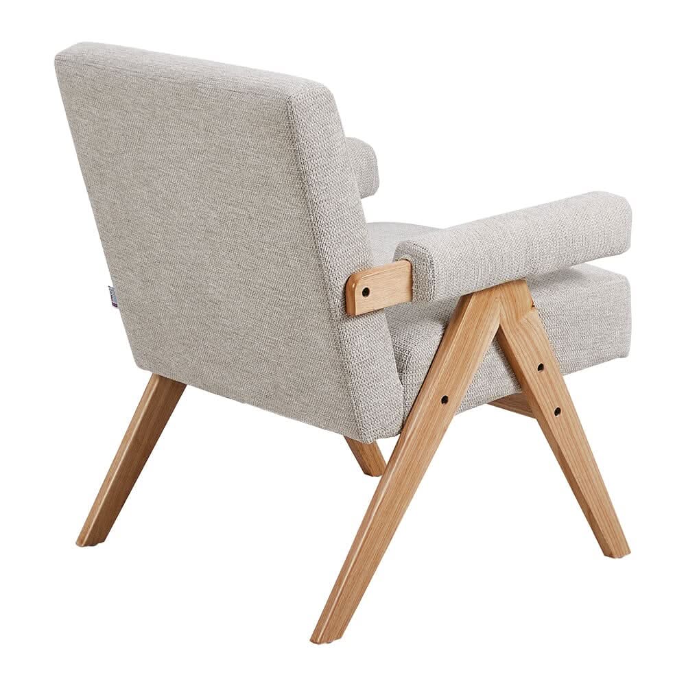 Linen Upholsteried Wooden Armchair