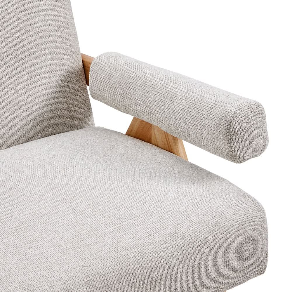 Linen Upholsteried Wooden Armchair