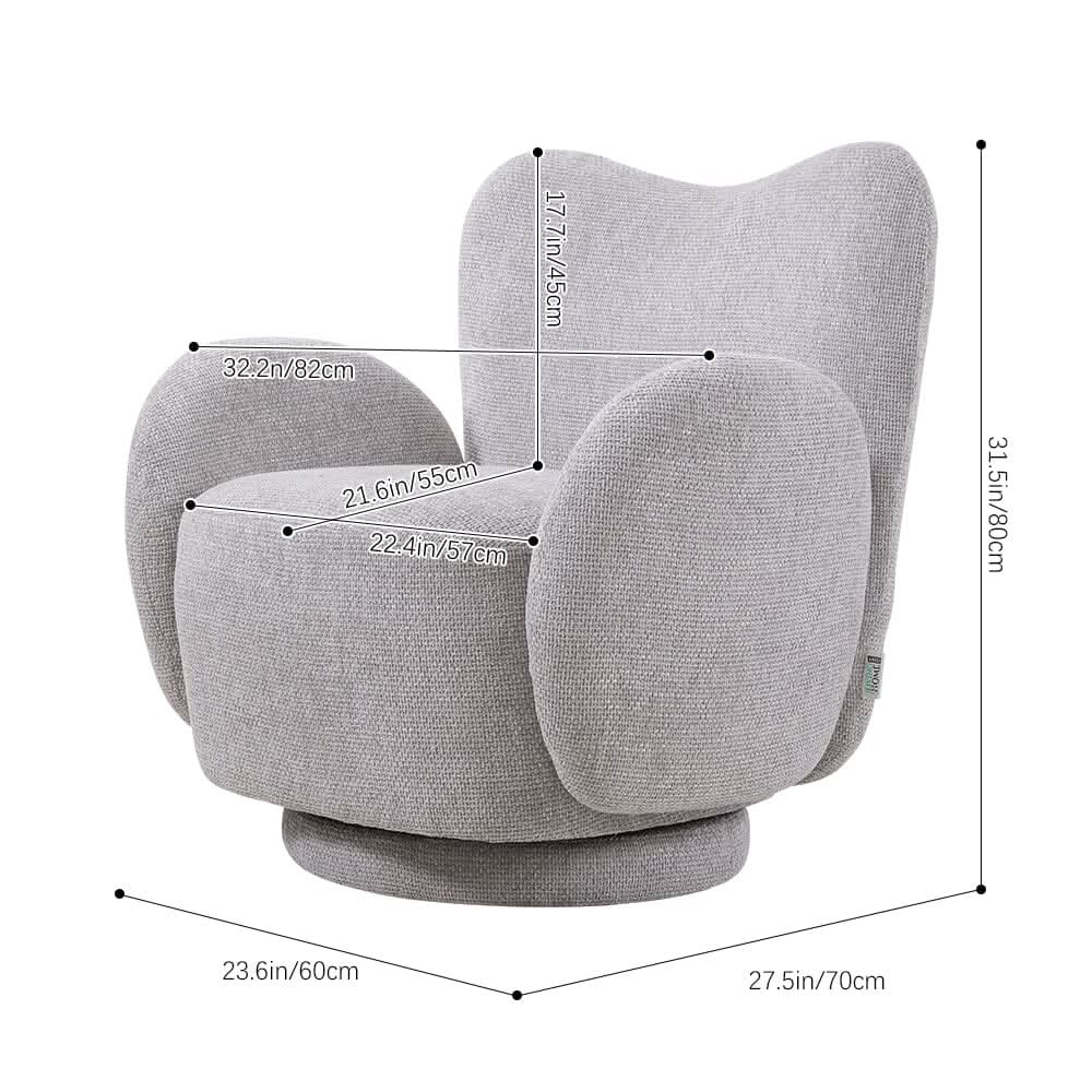 Cloud-Like Swivel Accent Chair – Grey Textured Fabric
