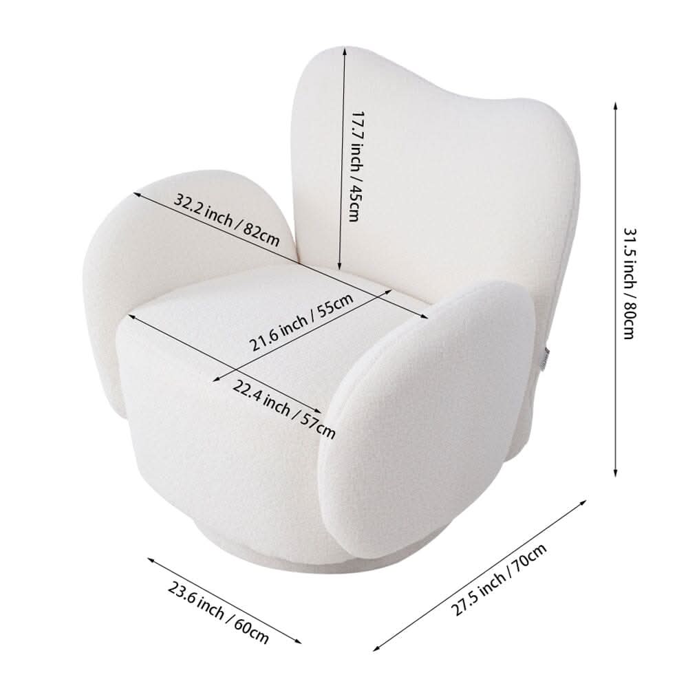 Playful Cloud Swivel Accent Chair – Cream Teddy Fleece