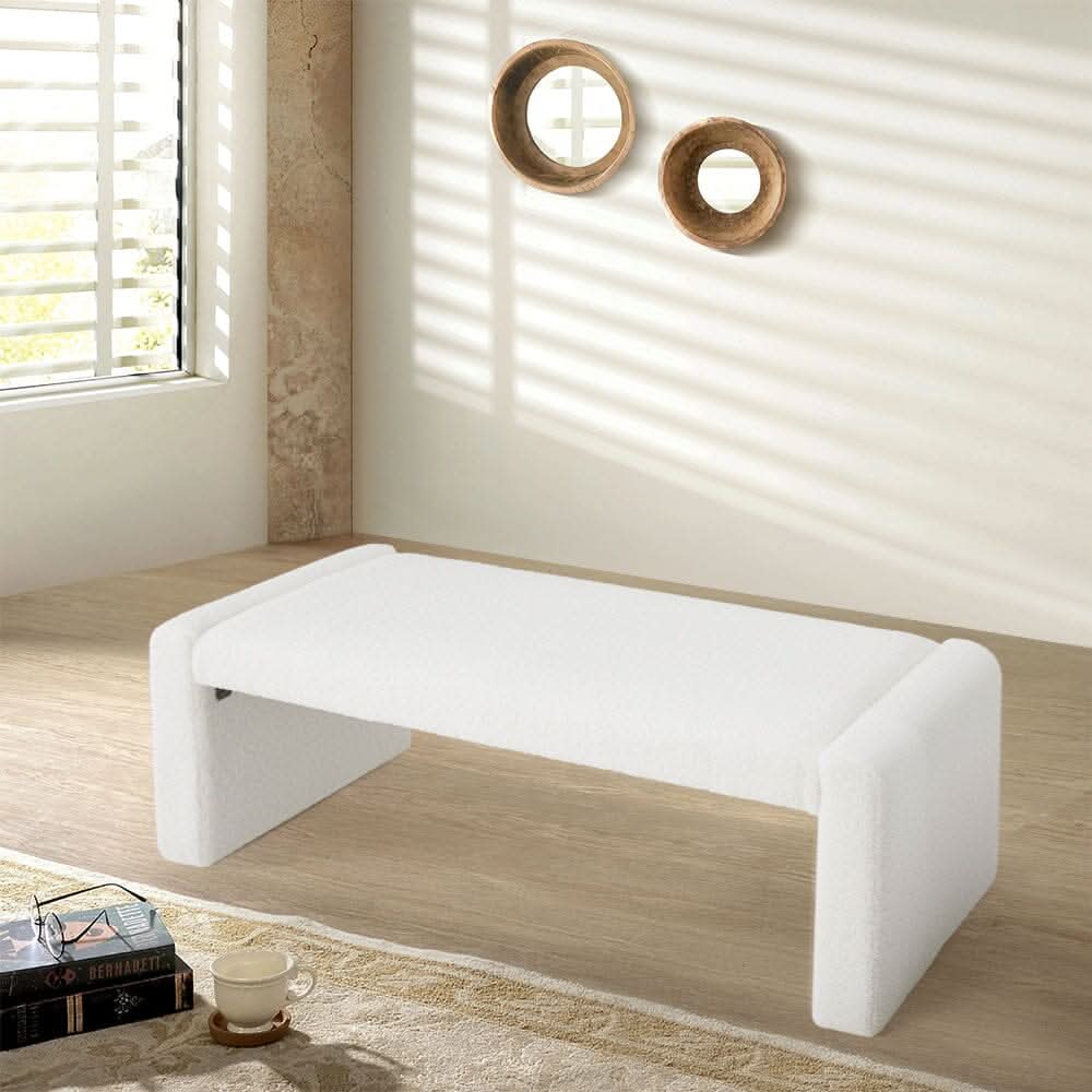 Modern Teddy Fleece Upholstered Bench