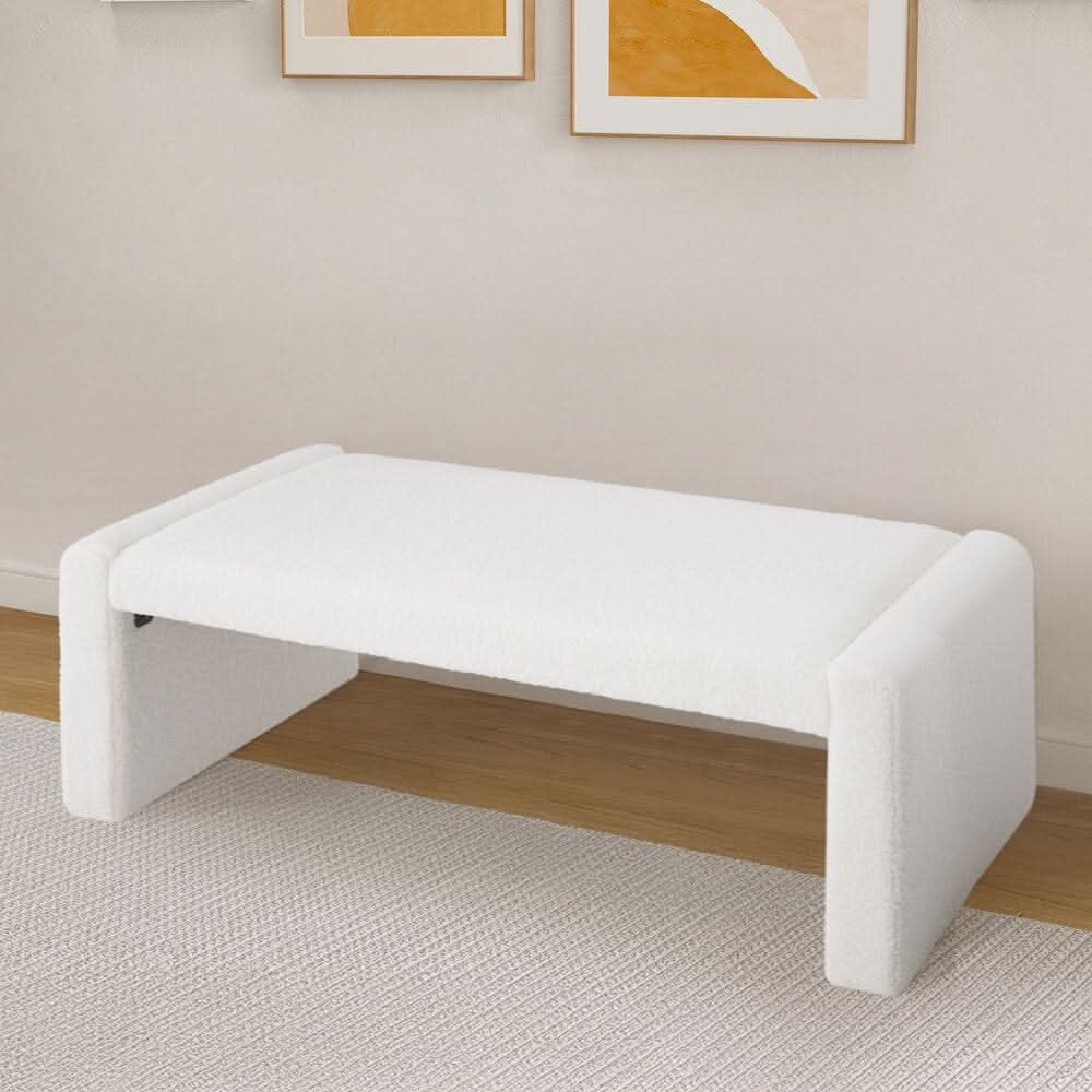 Modern Teddy Fleece Upholstered Bench
