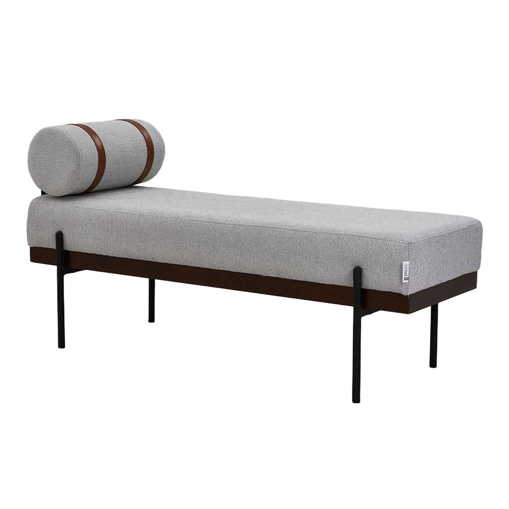 Modern Fabric Bench with Bolster Pillow