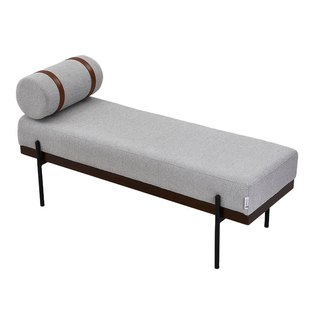 Modern Fabric Bench with Bolster Pillow