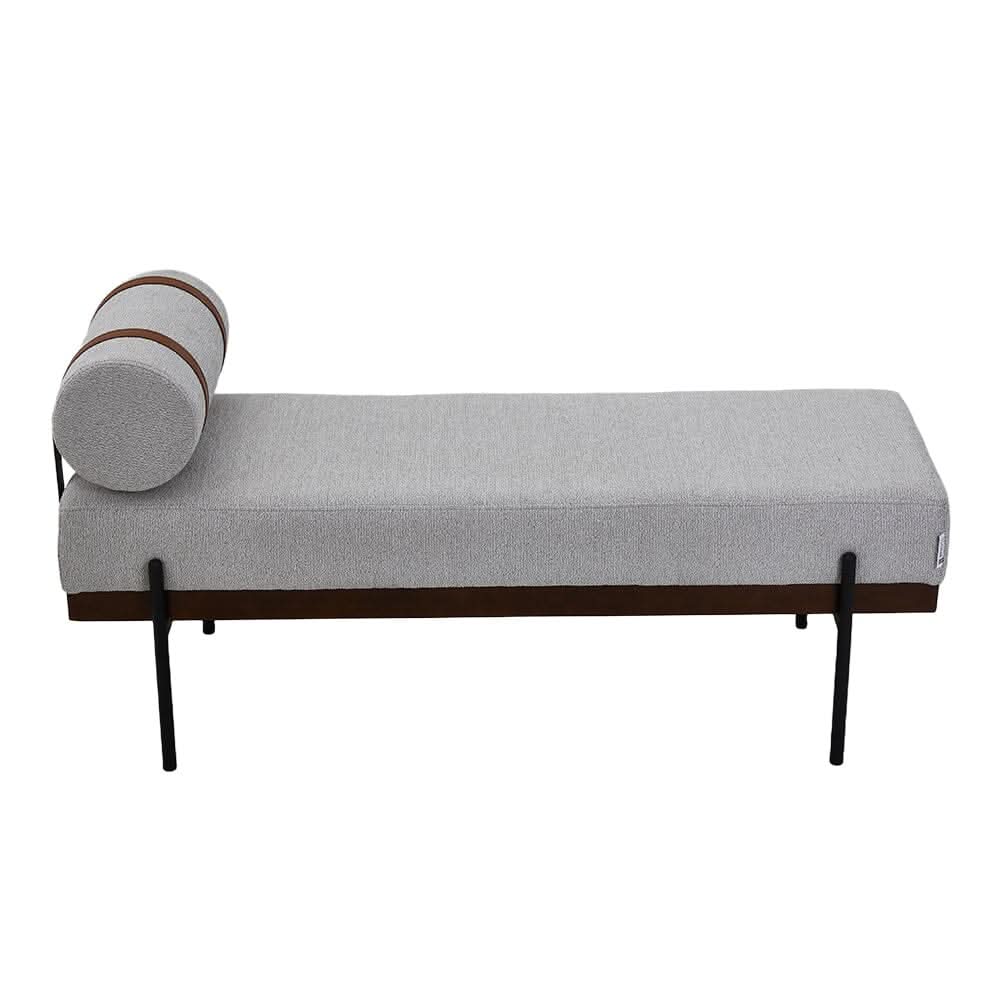 Modern Fabric Bench with Bolster Pillow