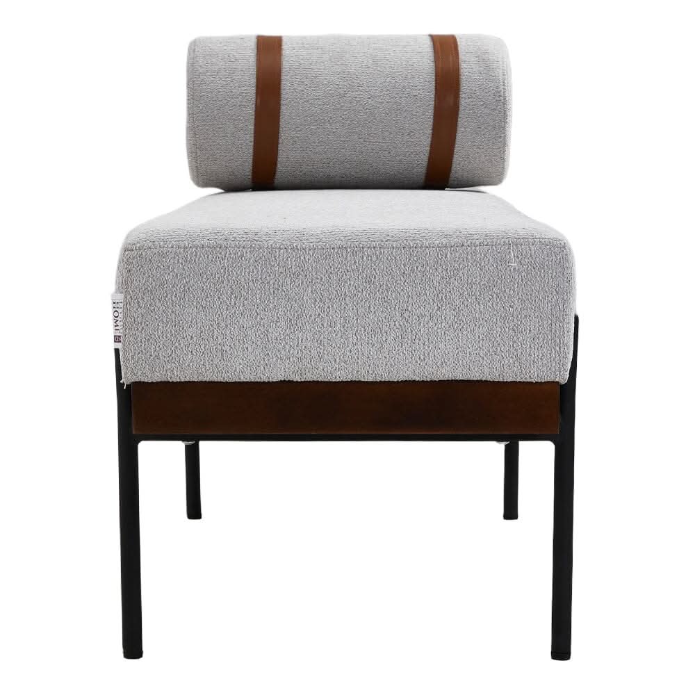 Modern Fabric Bench with Bolster Pillow