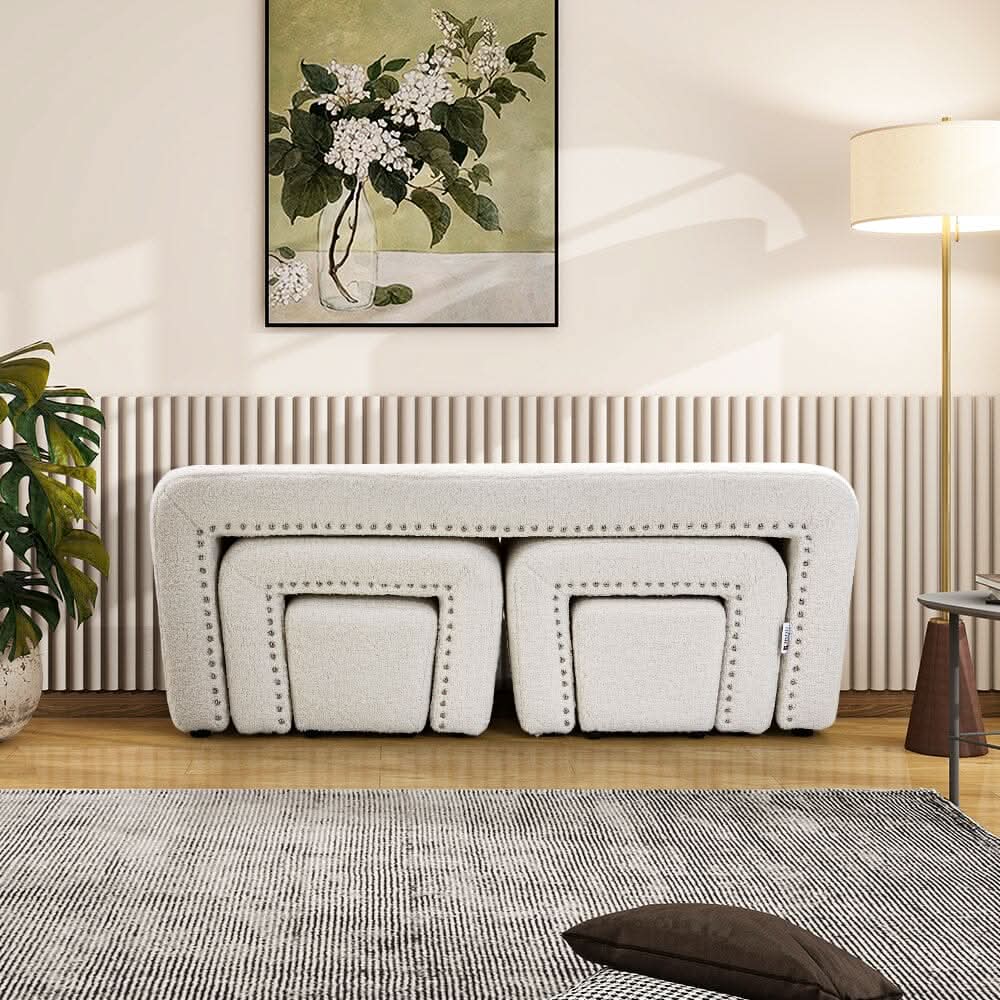 Modular Teddy Fabric Combination Stool Set
