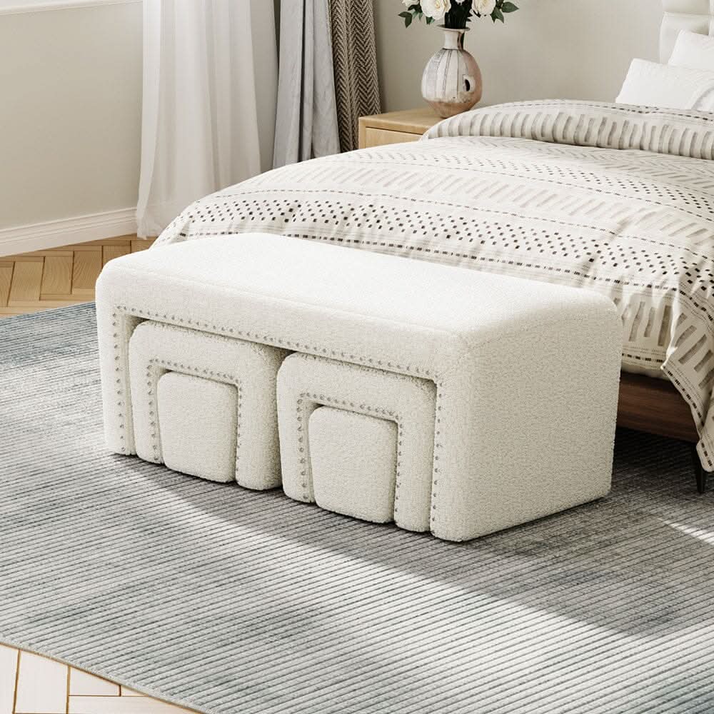 Modular Teddy Fabric Combination Stool Set