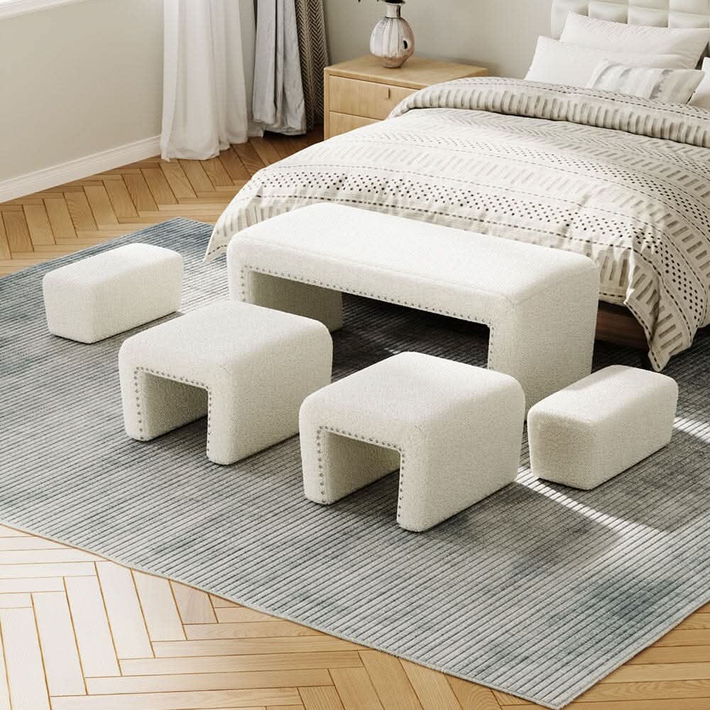 Modular Teddy Fabric Combination Stool Set