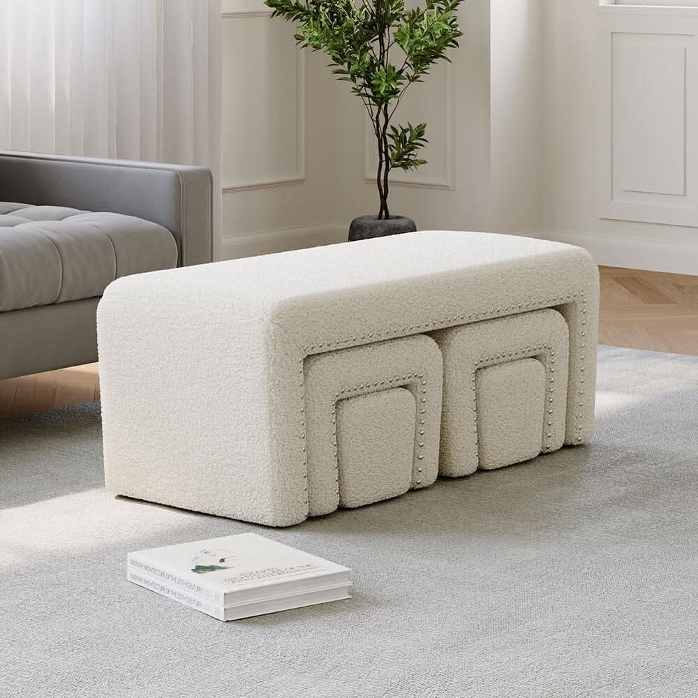 Modular Teddy Fabric Combination Stool Set