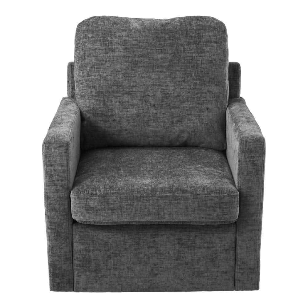 Swivel Accent Chair Grey Chenille 360 Rotation Detachable Design