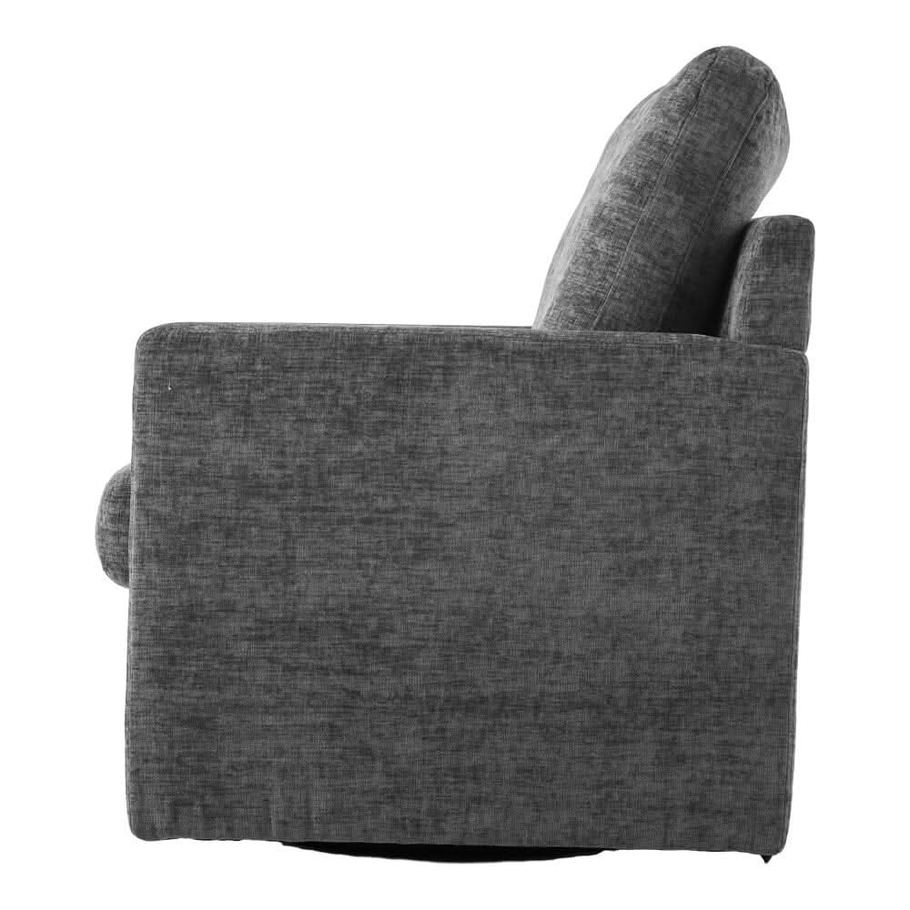 Swivel Accent Chair Grey Chenille 360 Rotation Detachable Design