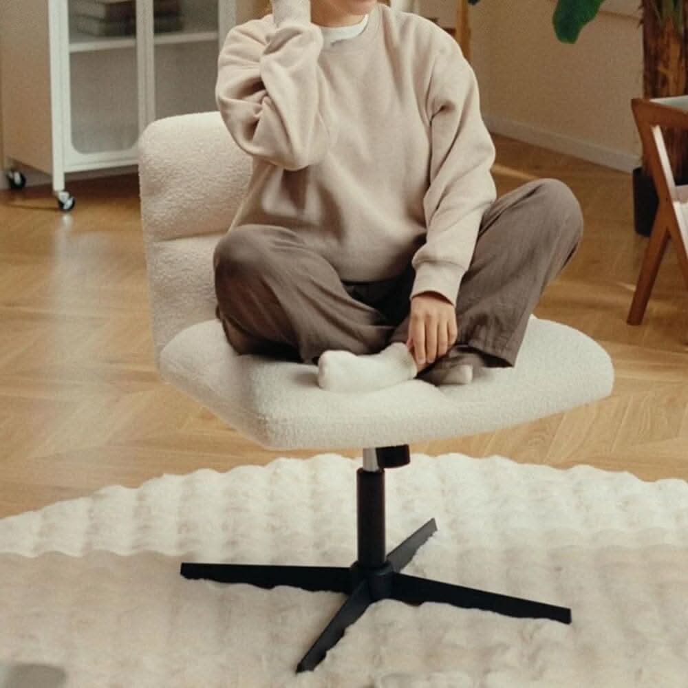 Plush Teddy Bear Fabric Accent Chair in White