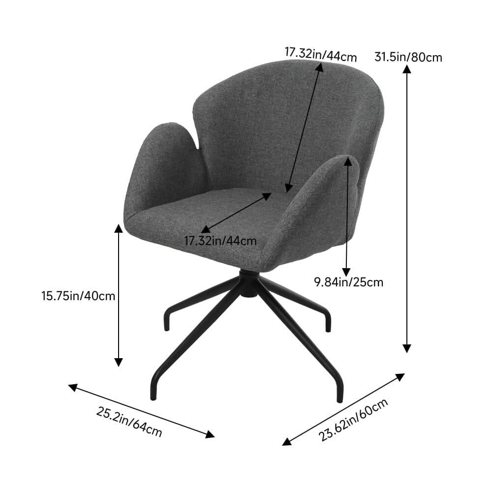 Modern Swivel Accent Chair – Grey Linen Fabric