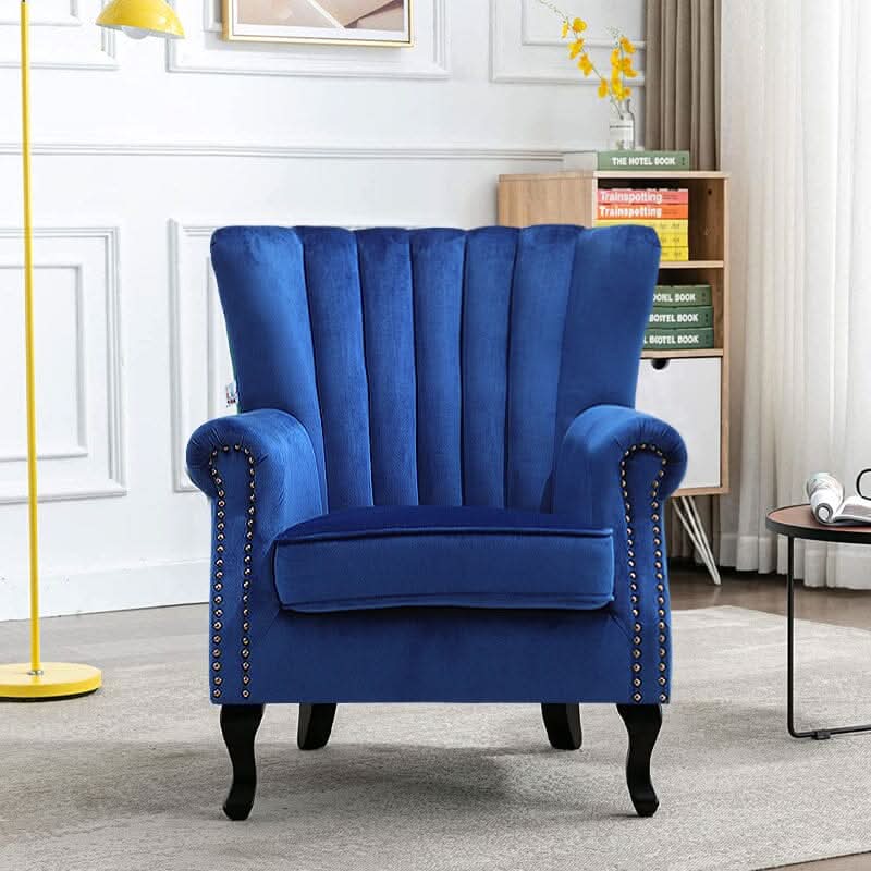 Accent Chair Velvet Curved Legs Studded Detail