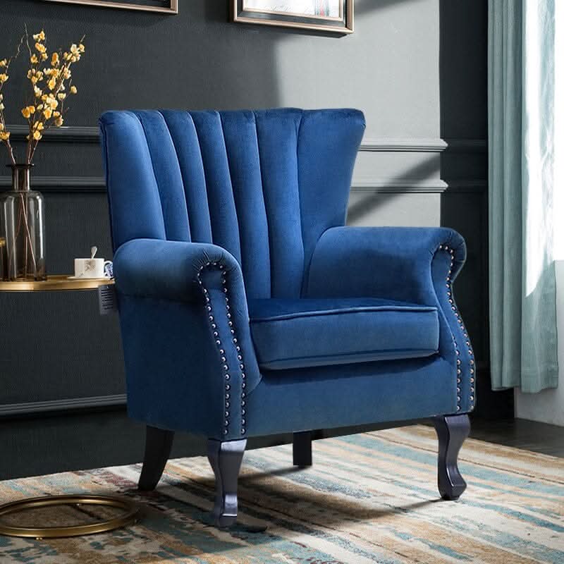 Accent Chair Velvet Curved Legs Studded Detail
